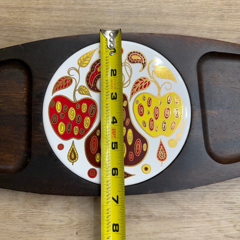 Fred Press Wood Serving Tray Cheese Board Apple Pear Retro Mid Century MCM - Picture 10 of 11